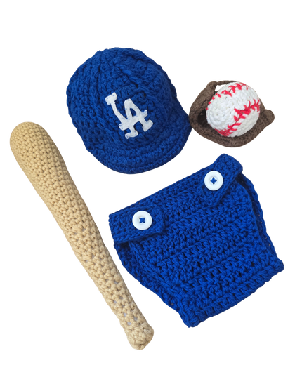 MADE TO ORDER 0-3Ms Baseball outfit with Props (cap, diaper cover, bat, ball, and gloves)