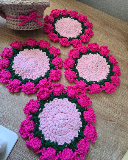 CUSTOM Flower Coasters Set (5 pieces)